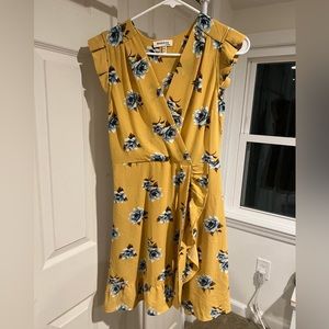 Yellow Floral Medium Sleeveless Dress